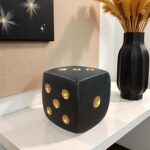Black Dice Sculpture Decor, Modern Decorative Dice Figurine with Gold Dots, 4.9 ... - Image 5