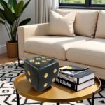 Black Dice Sculpture Decor, Modern Decorative Dice Figurine with Gold Dots, 4.9 ... - Image 6
