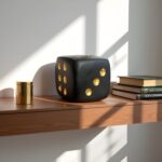Black Dice Sculpture Decor, Modern Decorative Dice Figurine with Gold Dots, 4.9 ... - Image 9