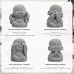 4Pcs Mini Monk Buddha Statues, See Hear Speak Think No Evil Mini Monk Decor, Han... - Image 4