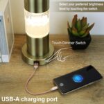Serteaw Set of 2 Gold Bedroom Lamp for Nightstands, Touch Table Lamps, USB Charg... - Image 4