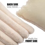 Neelvin Beige Faux Fur Cozy Soft Striped Decorative Throw Pillow Covers 18x18 in... - Image 3