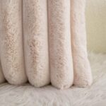 Neelvin Beige Faux Fur Cozy Soft Striped Decorative Throw Pillow Covers 18x18 in... - Image 6