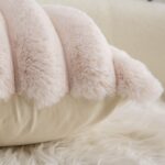 Neelvin Beige Faux Fur Cozy Soft Striped Decorative Throw Pillow Covers 18x18 in... - Image 7