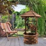 Giantex Rustic Wishing Well Fountain, Outdoor Wooden Water Fountain with Electri... - Image 4