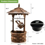 Giantex Rustic Wishing Well Fountain, Outdoor Wooden Water Fountain with Electri... - Image 8