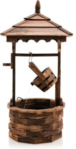 Giantex Rustic Wishing Well Fountain, Outdoor Wooden Water Fountain with Electri... - Image 9