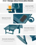 Folding Adirondack Rocking Chair Set of 2,4-in-1 Multifunctional Patio Chairs wi... - Image 5