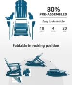 Folding Adirondack Rocking Chair Set of 2,4-in-1 Multifunctional Patio Chairs wi... - Image 6