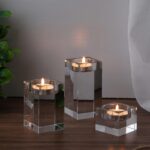6 Pcs Crystal Tea Light Candle Holders Glass Votive Candle Stands Square Candles... - Image 5