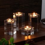 6 Pcs Crystal Tea Light Candle Holders Glass Votive Candle Stands Square Candles... - Image 7