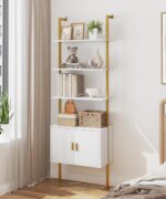 Yusong 73" Tall Bookshelf with Cabinet, Industrial Ladder Wall Mount Shelf Bookc... - Image 4