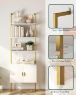 Yusong 73" Tall Bookshelf with Cabinet, Industrial Ladder Wall Mount Shelf Bookc... - Image 6