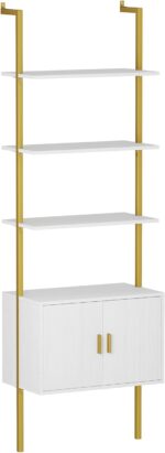 Yusong 73" Tall Bookshelf with Cabinet, Industrial Ladder Wall Mount Shelf Bookc... - Image 10