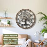 Micasso Rustic Large Wall Clock: 27Inch Farmhouse Tree of Life Metal with Wood F... - Image 3