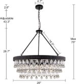 TOCHIC Crystal Chandeliers, 6-Light 3 Tiers Black Crystal Chandelier Light, Mode... - Image 4