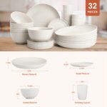 Plates and Bowls Sets for 8, Unbreakable & Lightweight Wheat Straw Dinnerware Se... - Image 3