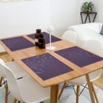 SHACOS Woven Vinyl Placemats Set of 4 Purple Leaf Pattern Place Mats Wipe Clean ... - Image 7