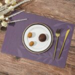 SHACOS Woven Vinyl Placemats Set of 4 Purple Leaf Pattern Place Mats Wipe Clean ... - Image 8