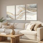 AVECCO 3 Pieces Gold Wave Abstract Wall Art, Modern Pictures Canvas Stylish Wall... - Image 6