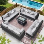 BULEXYARD 13 Piece High Back Outdoor Furniture Sets with Fire Pit, Luxury Patio ... - Image 3