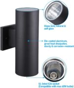 LEONLITE Modern Outdoor Cylinder Wall Lights 12", Up and Down Porch Patio Lights... - Image 4