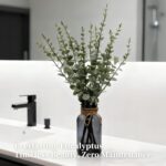 SwanMoon 17.5" Realistic Artificial Eucalyptus Stems in Black Glass Vase with Fa... - Image 3