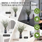 SwanMoon 17.5" Realistic Artificial Eucalyptus Stems in Black Glass Vase with Fa... - Image 5