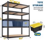 ROOMFAVE 72" H Storage Shelves 5 Tier Metal Shelving Unit,2050LBS Adjustable Gar... - Image 4