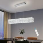 40 Inch Glam Crystal Chandelier Modern Dimmable Crystal Chandeliers LED Rectangu... - Image 3