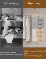 Closet Hanging Organizer with Mesh Pockets & Rotating Metal Hanger,Dual Sided Wa... - Image 5
