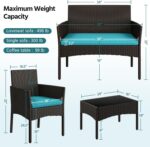 Yaheetech Patio Furniture Set 4 Pieces Conversation Sets, Rattan Chair Wicker Se... - Image 4