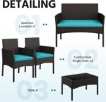 Yaheetech Patio Furniture Set 4 Pieces Conversation Sets, Rattan Chair Wicker Se... - Image 6