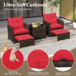 KOTEK 5 Pieces Patio Furniture Set with Ottomans, Wicker Patio Conversation Set ... - Image 5
