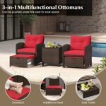 KOTEK 5 Pieces Patio Furniture Set with Ottomans, Wicker Patio Conversation Set ... - Image 6