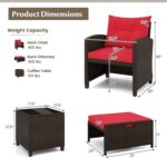 KOTEK 5 Pieces Patio Furniture Set with Ottomans, Wicker Patio Conversation Set ... - Image 7