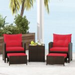 KOTEK 5 Pieces Patio Furniture Set with Ottomans, Wicker Patio Conversation Set ... - Image 8