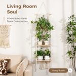 Bamworld Plant Wall Shelf Boho Plant Stand Window Plant Shelf 3 Tier Macrame Pla... - Image 4