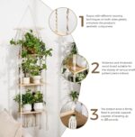 Bamworld Plant Wall Shelf Boho Plant Stand Window Plant Shelf 3 Tier Macrame Pla... - Image 6