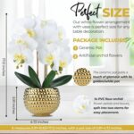 Large Orchids Artificial Flowers, 17'' White Faux Orchids with Gold Pot for Livi... - Image 3