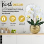 Large Orchids Artificial Flowers, 17'' White Faux Orchids with Gold Pot for Livi... - Image 5