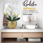 Large Orchids Artificial Flowers, 17'' White Faux Orchids with Gold Pot for Livi... - Image 6