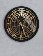 Luxury Tempered Glass Wall Clock, Modern Gold and Black Art Deco Decor, Geometri... - Image 3