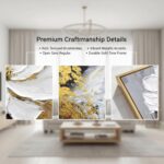 3 Pcs Hand-Painted Floral Canvas Wall Art for Living Room | 3D Textured Abstract... - Image 3