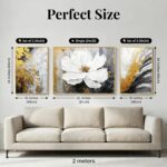 3 Pcs Hand-Painted Floral Canvas Wall Art for Living Room | 3D Textured Abstract... - Image 5