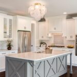 Flush Mount Ceiling Light Chandelier, Gold Glass Mid Century Modern Chandelier F... - Image 6