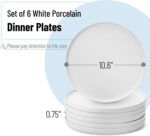 BTaT- Porcelain White Dinner Plates, Set of 6, 10.6 inch, Salad Serving Modern R... - Image 3