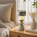 MIXL-Green Jade Marble Touch Lamp,Art Deco Table Light,Nordic Style Desk Lamp fo... - Image 4