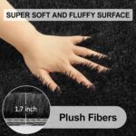 Black Runner Rugs,Runner Rug for Bedroom Living Room,Fluffy Soft Plush Shaggy Ru... - Image 6