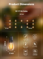 Minetom 101FT Outdoor String LED Patio Lights Waterproof,46 Shatterproof S14 Vin... - Image 7